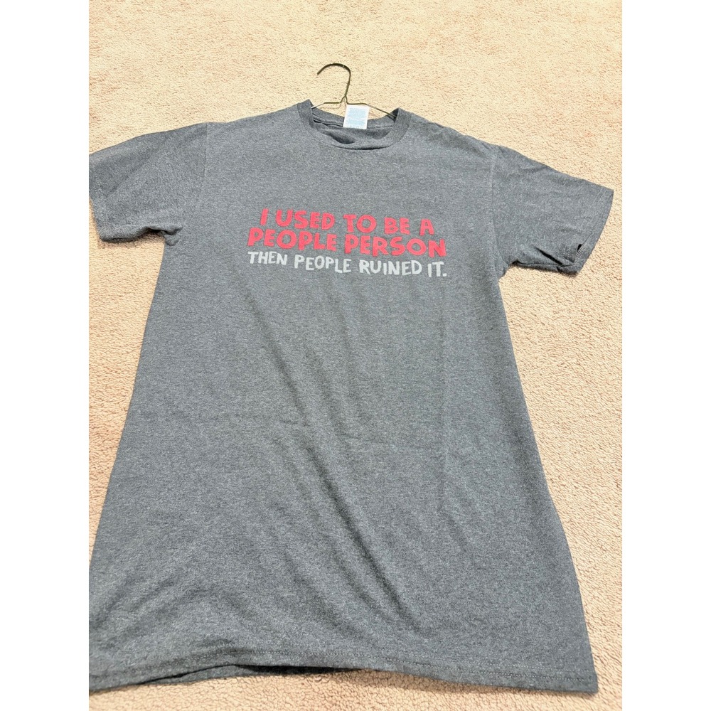 Delta Pro Weight Funny Graphic Tee Gray People Person Ruined It Shirt Small